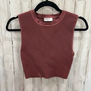 Babaton Aritzia Sculpt Knit Racer Cropped Tank Crewneck Burgundy Top Small